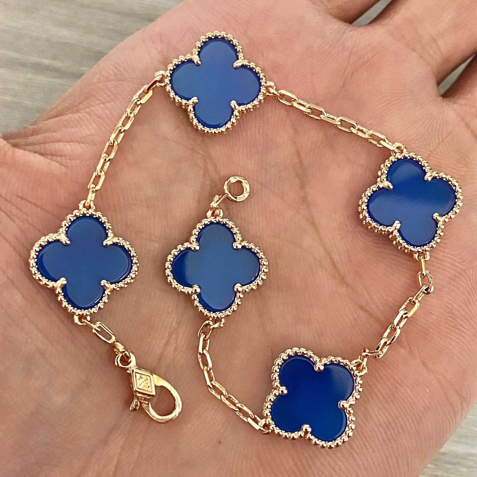 Rose Gold Blue (five Flower Bracelet)