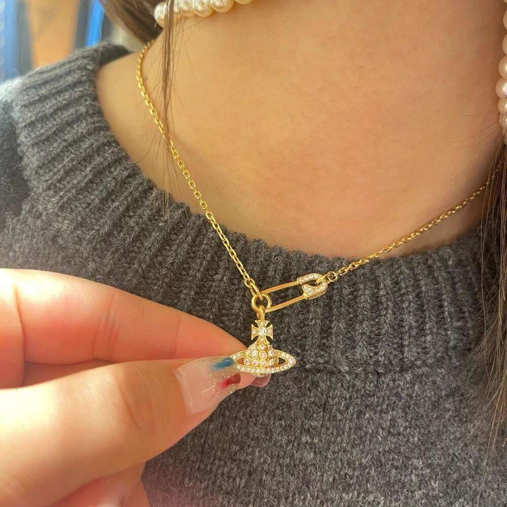 Pin Chain Necklace - Guld -Sänd en komplett