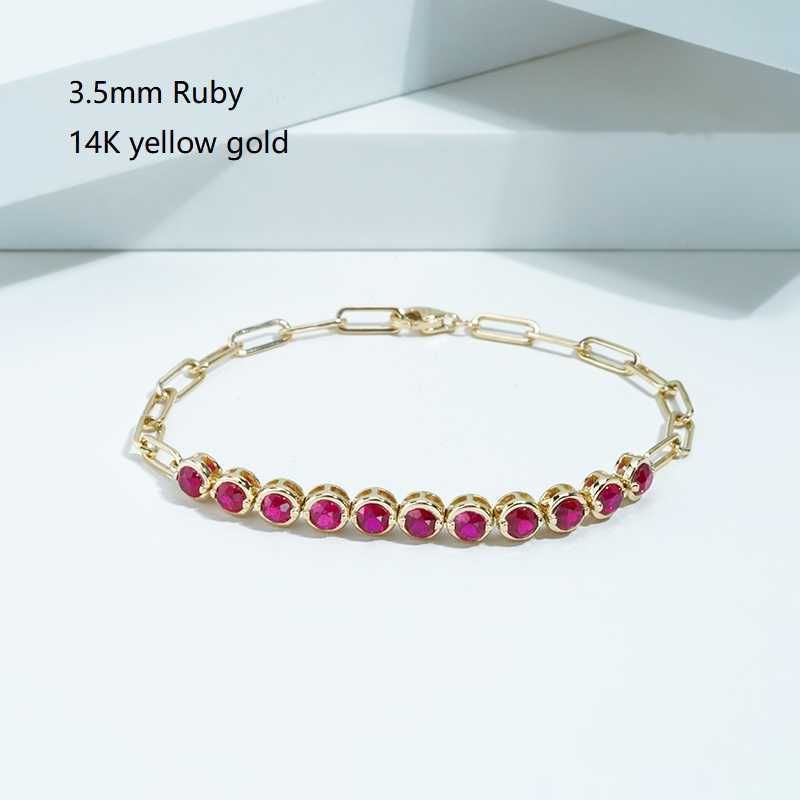 3.5mm Ruby 14k Yellow Gold-7.5 Inches