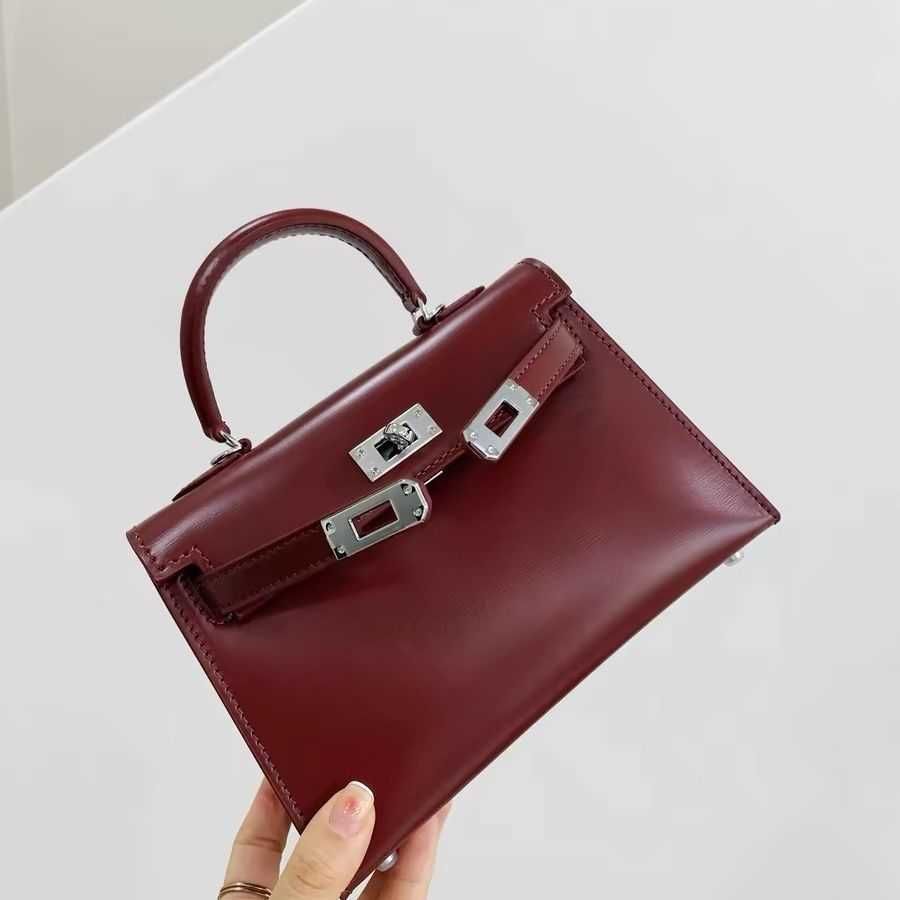 19cm Wine Red Box Leather with Silver