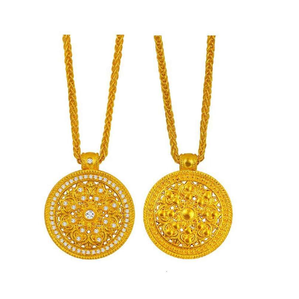 24K real gold set diamond pendant