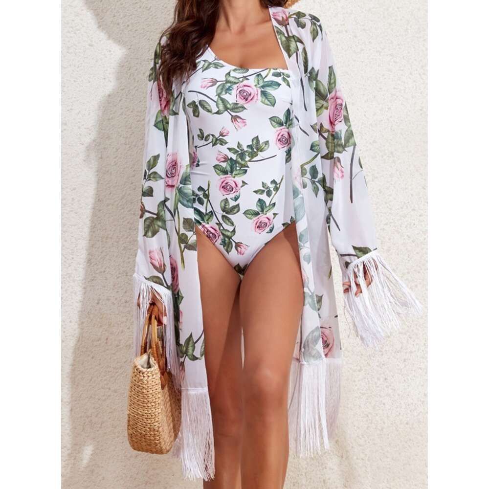 Rose cover up one-piece diagonal