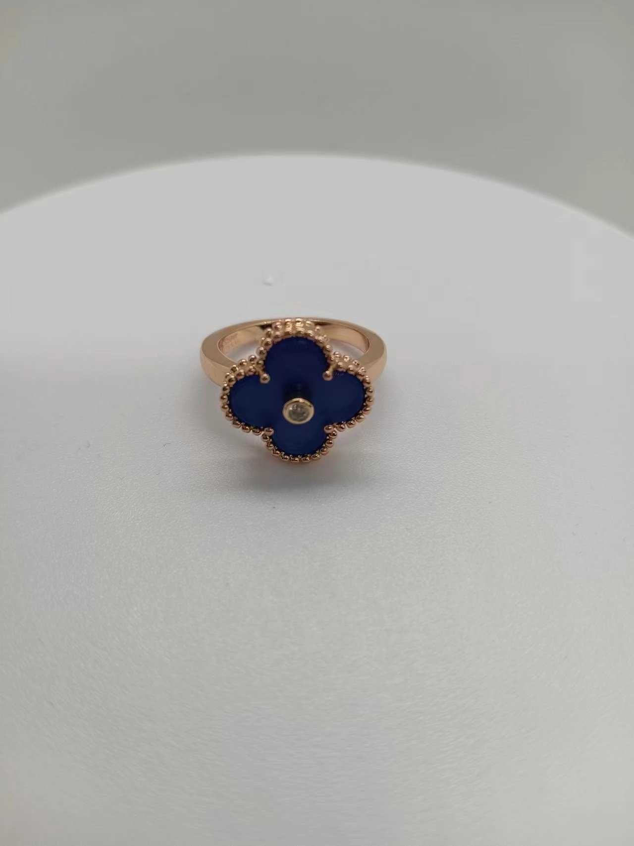 Anillo Oro Rosa Ágata Azul