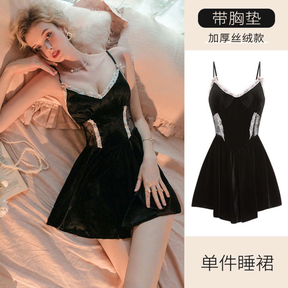 Black (single nightgown) with chest pad