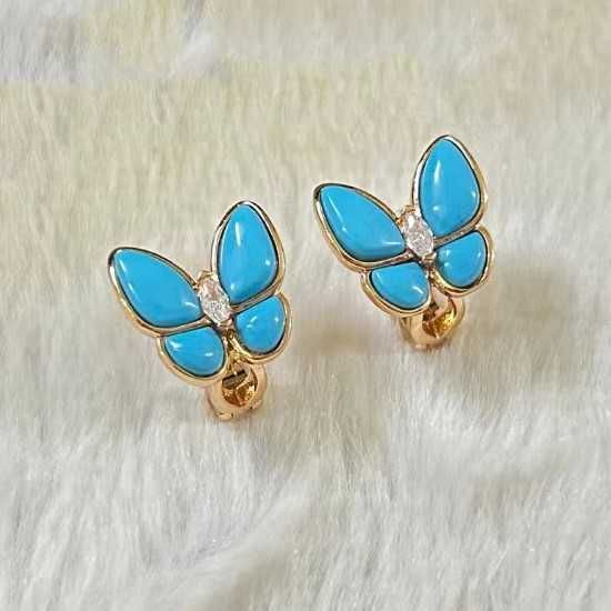 Rose Gold Turquoise Butterfly Ear Clap