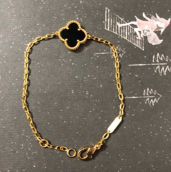 Pulseira de ouro ágata preta de 1,5 cm