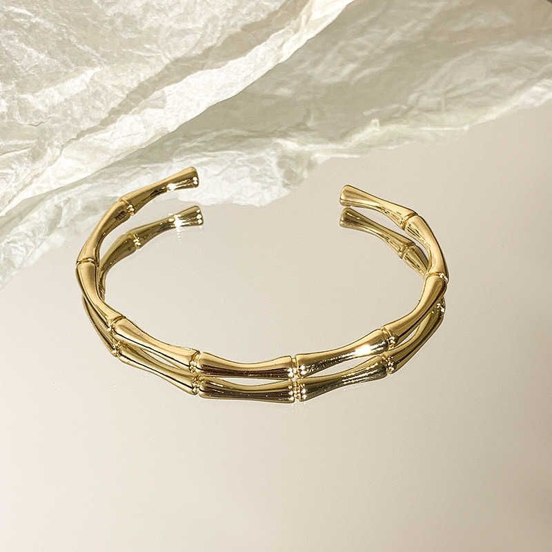 Gouden Bamboe Armband (echt Goud Elec
