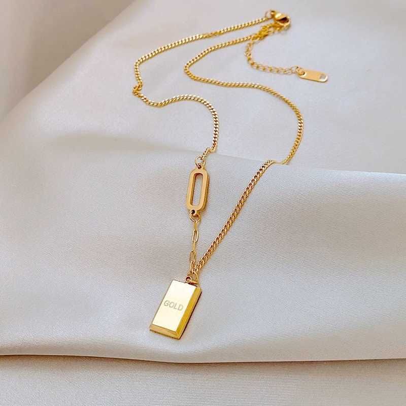 18K Rich Little Gold Brick Collier