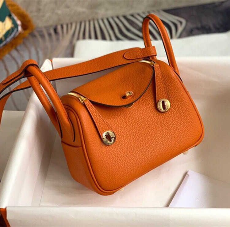 Orange 20cm Gold Buckle Top Layer Togo