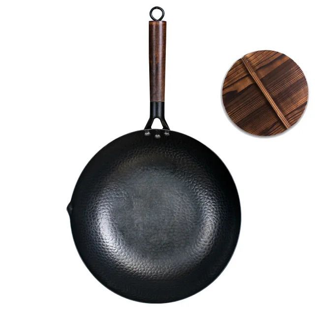 Wok with Wood Lid-32 Cm