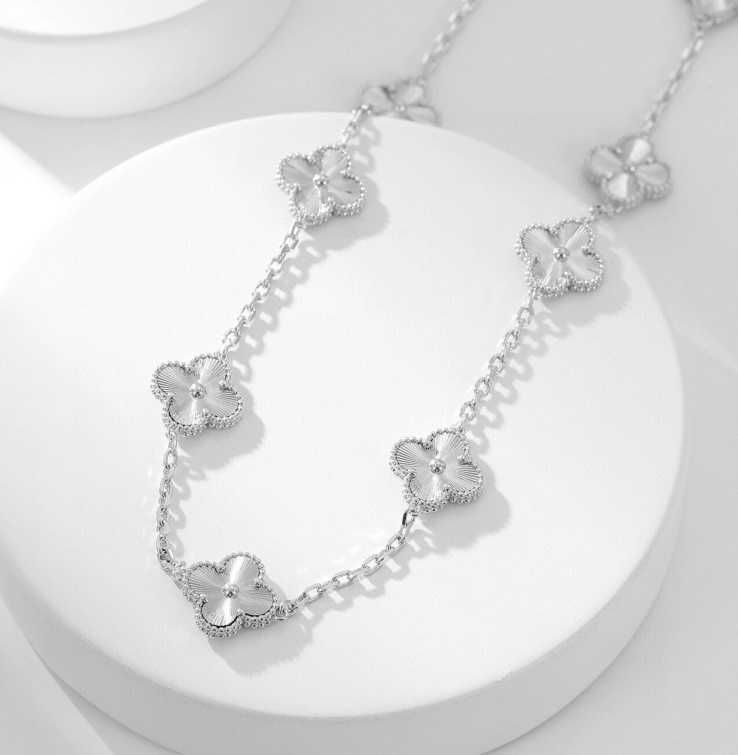 Laser Platinum 10 Flower Necklace