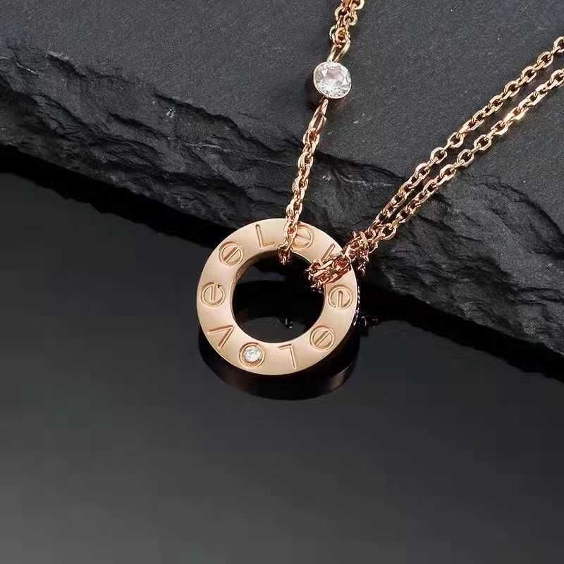 Rose Gold Single Ring Double Chain Two