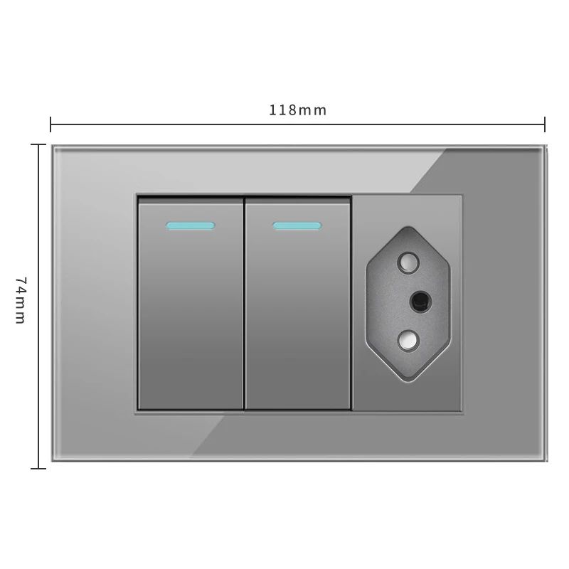 2gang Brazil socket-20A Outlet Grey