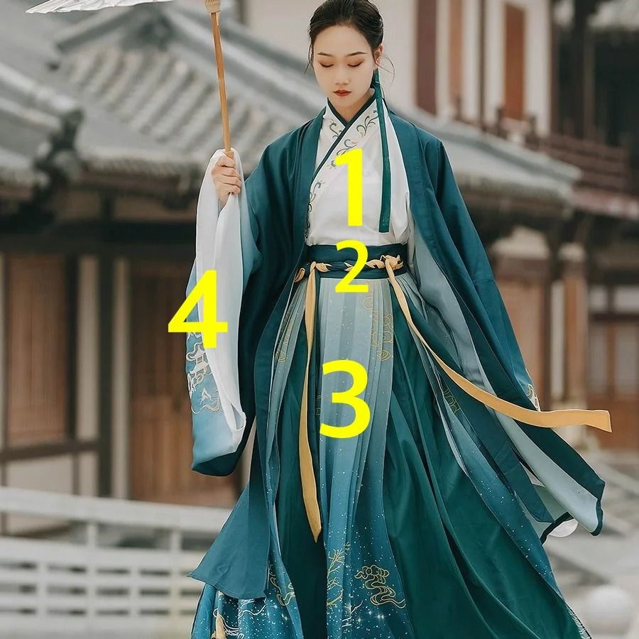 4pcs Green Hanfu-M Nuovo