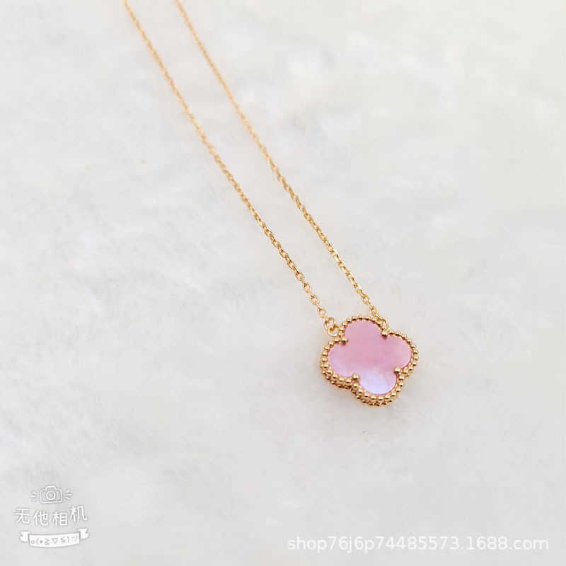 Collier Trèfle Coquillage Rose Champagne G