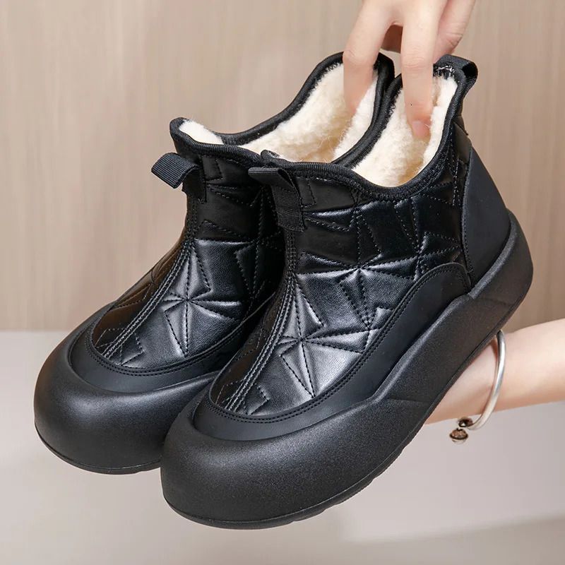Winterse damesschoenen met platformzool, gemaakt van katoen, warm, pluche, comfortabel, geschikt voor in de sneeuw, casual, antislip, waterdicht, korte laarzen 241125_voghion.com