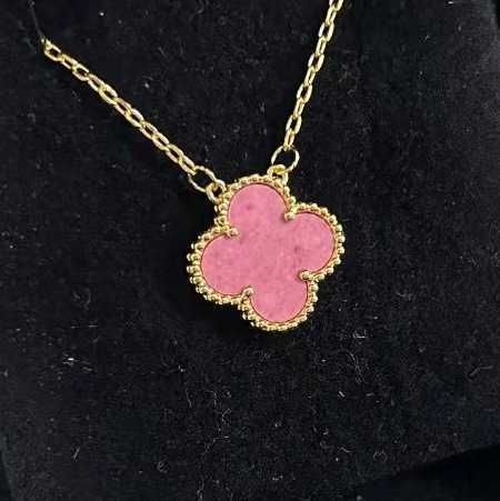 Collana in pietra rosa dorata-925 argento