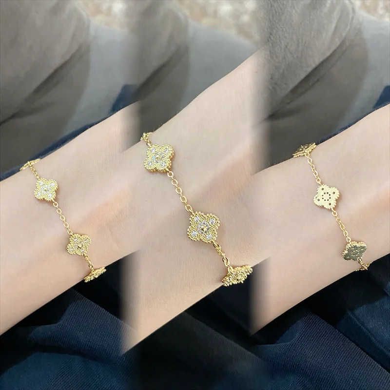 #Gold Full Diamond Flower Branslet # (