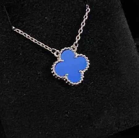 Collana blu marina in platino-925 argento