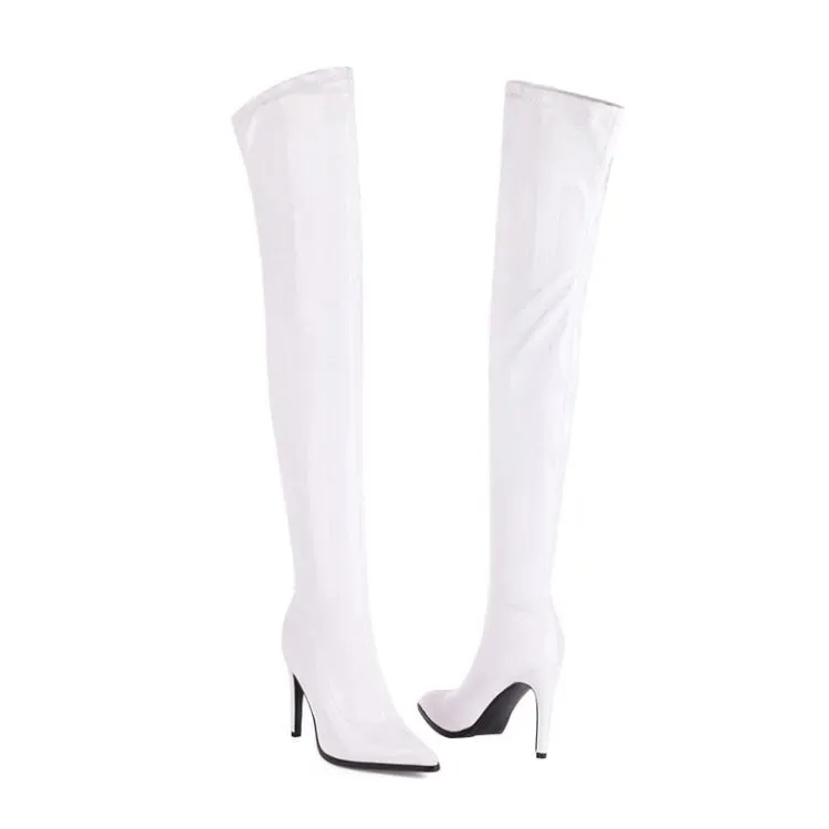 7cm Heel White Boots