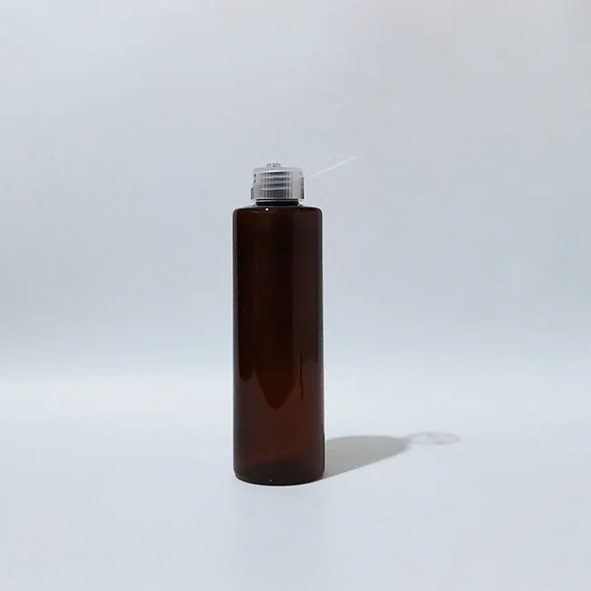 Botella de plástico marrón de 200 ml transparente.