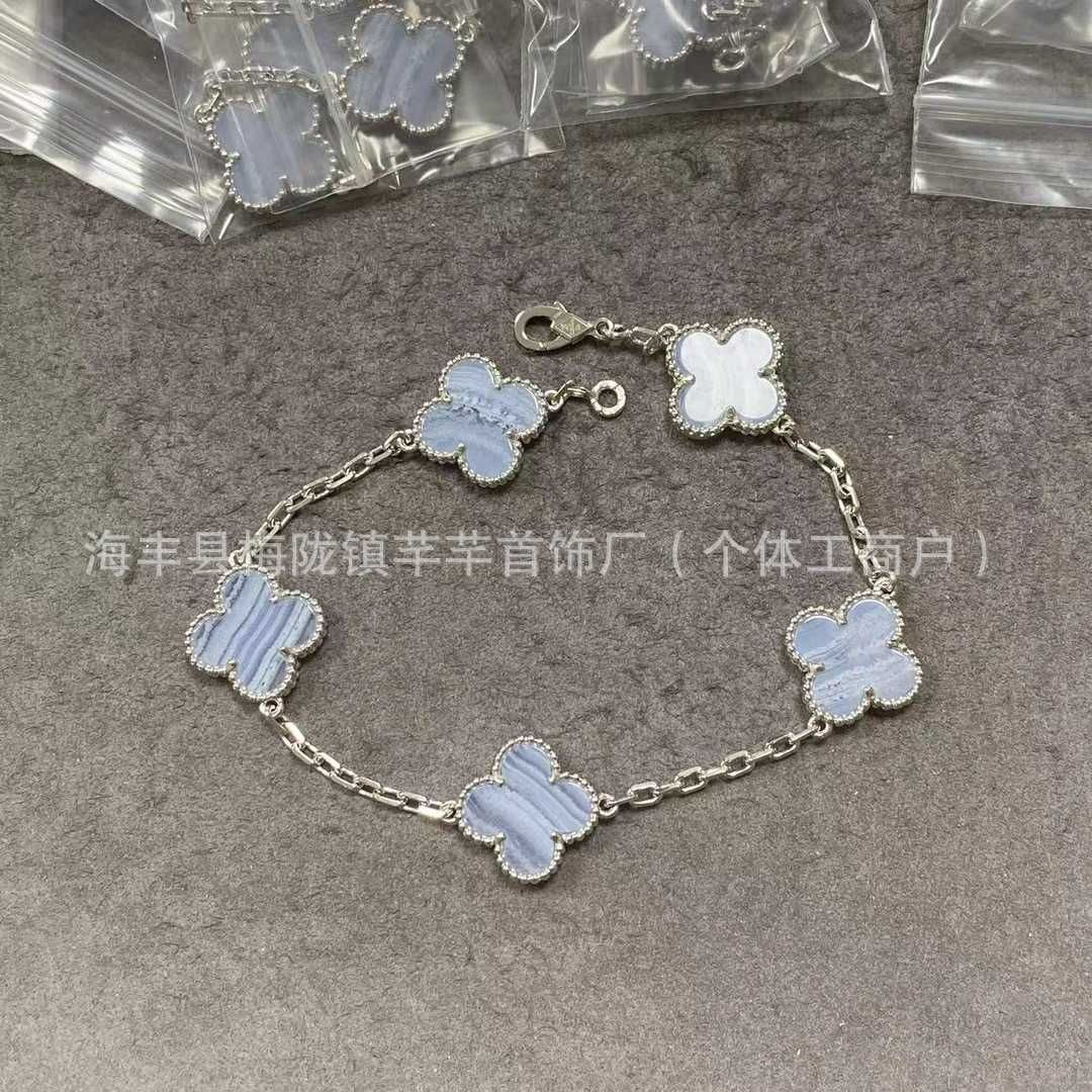 Platina paarse chalcedony armband-hi