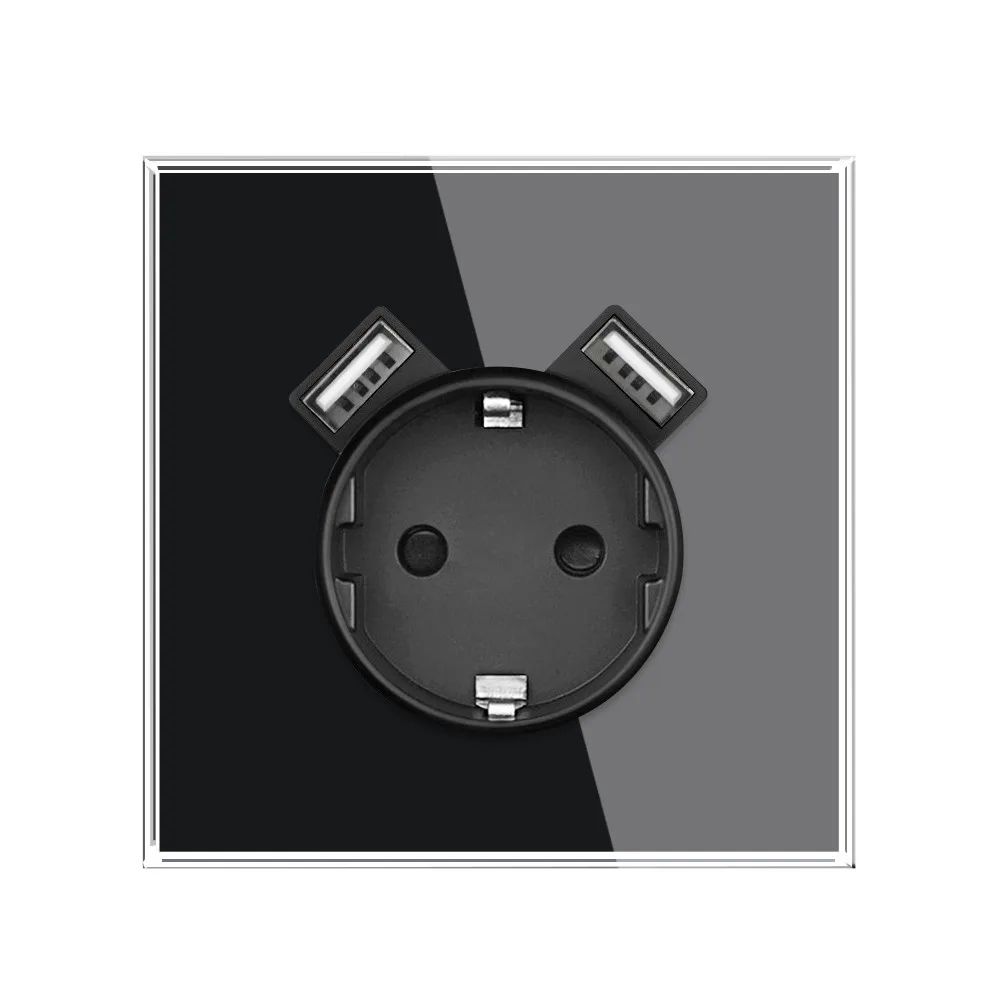 EU USB Socket Black-110-250V-EU