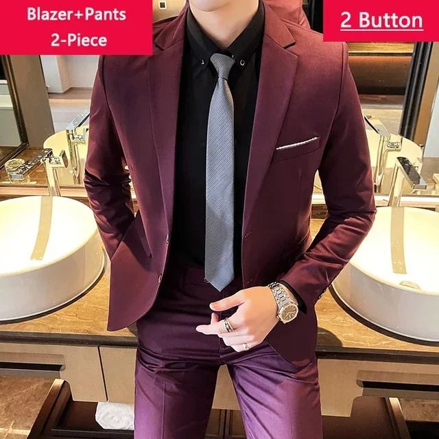 Wine Red 2pcs 2btn