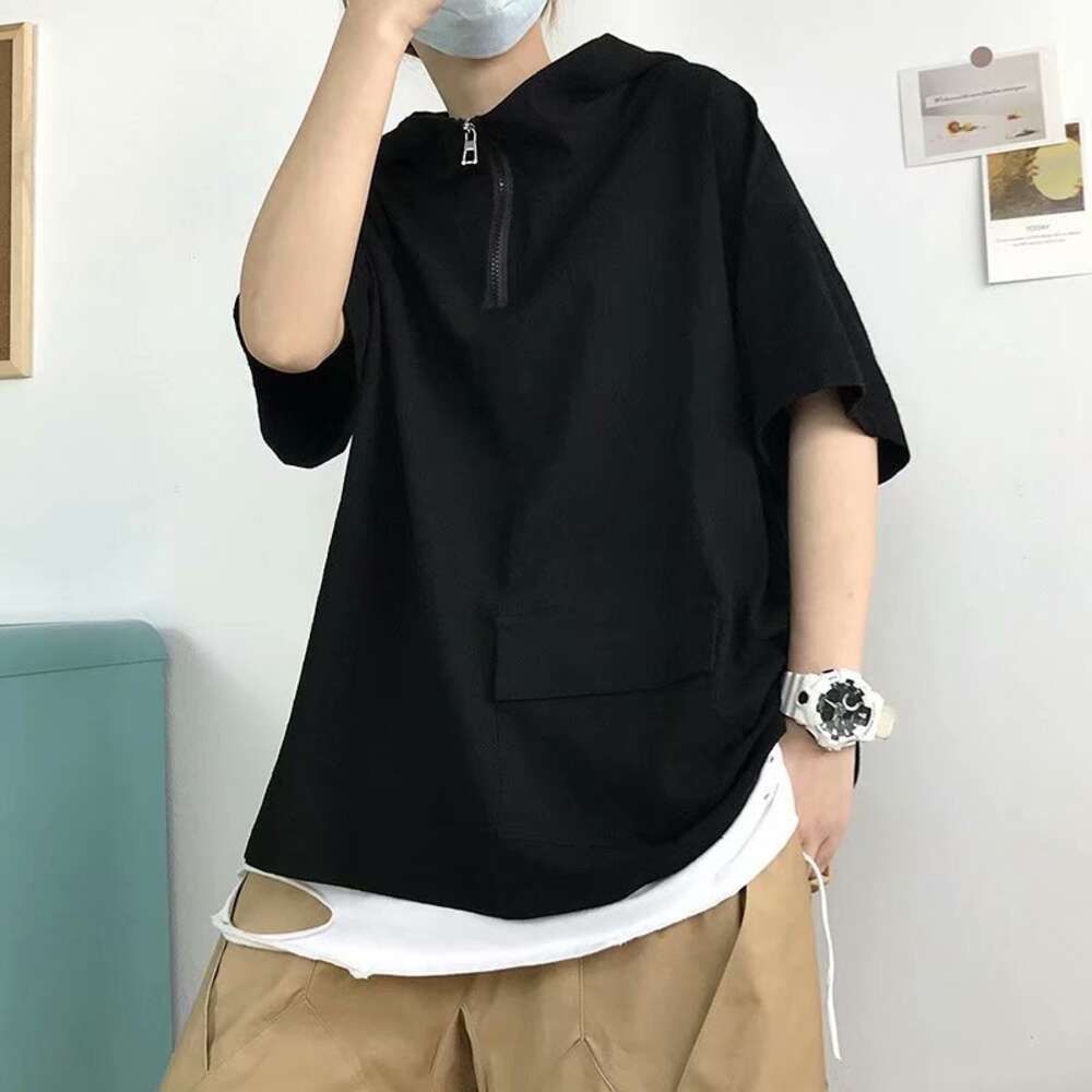 517 Short sleeved hoodie black