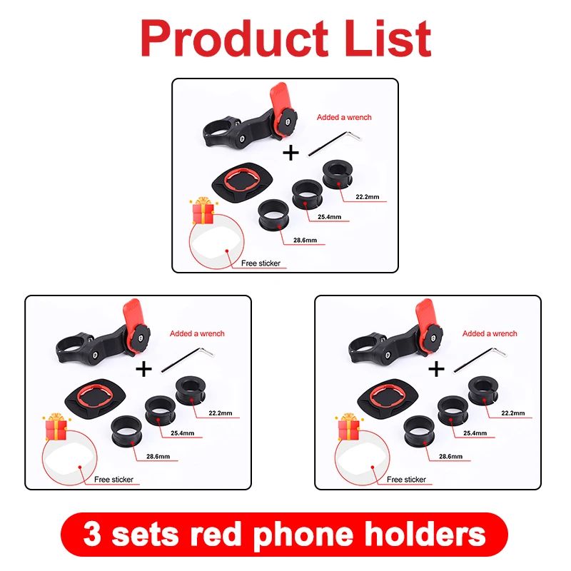 Färg: 3 uppsättningar röd hållare