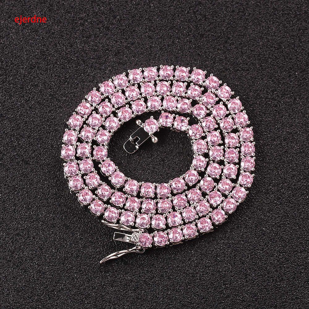 4mm 3A Pink Zircon/Silver Plated 18inch