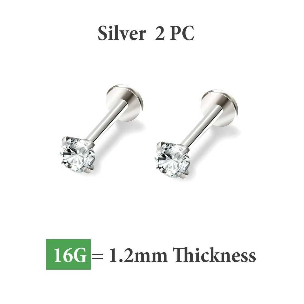 Silver 1.2 (16g) -6 mm-pierre 3 mm