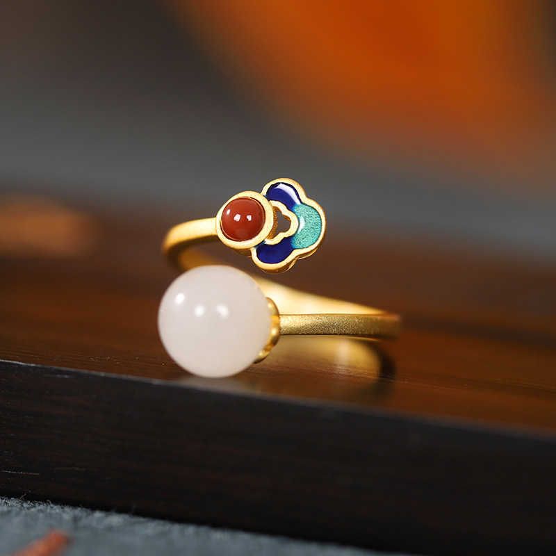 Gold Hotan Yunan Red Agate Ring-925 SI