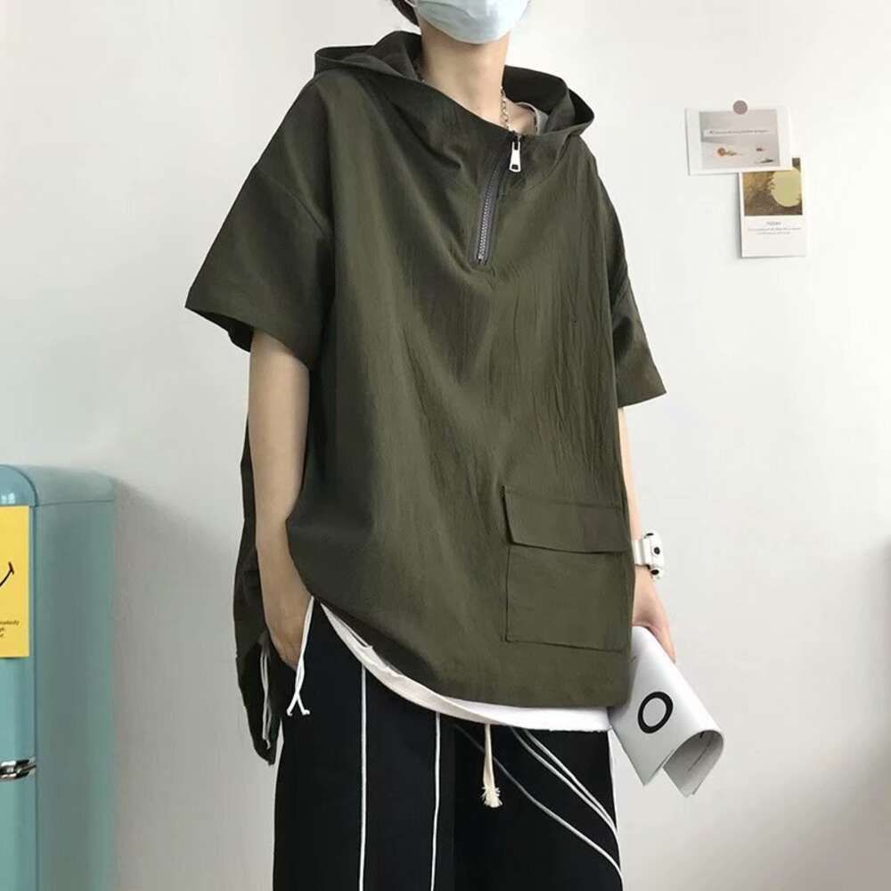 517 Short sleeved hoodie green