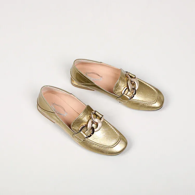 Gold Loafers Shoes