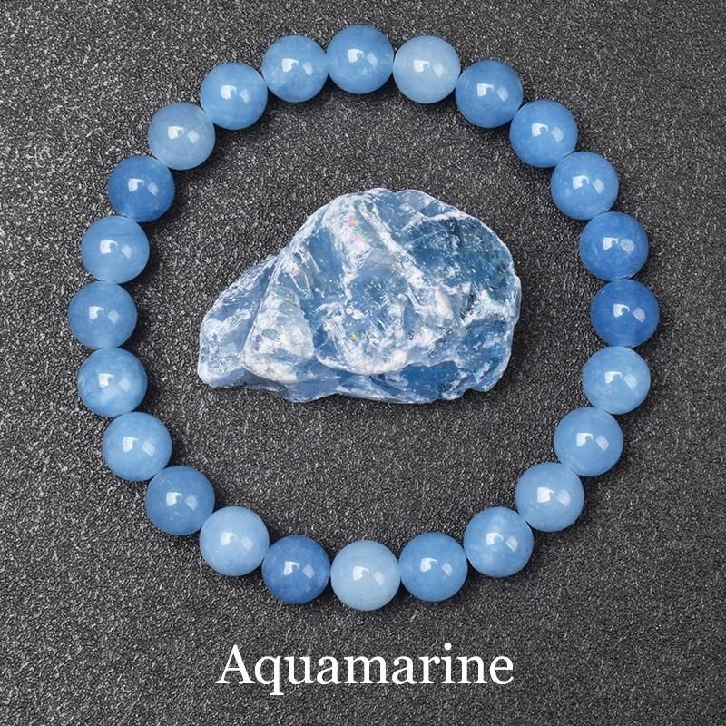 8mm beads 17cm-6.7inch 34 Aquamarine