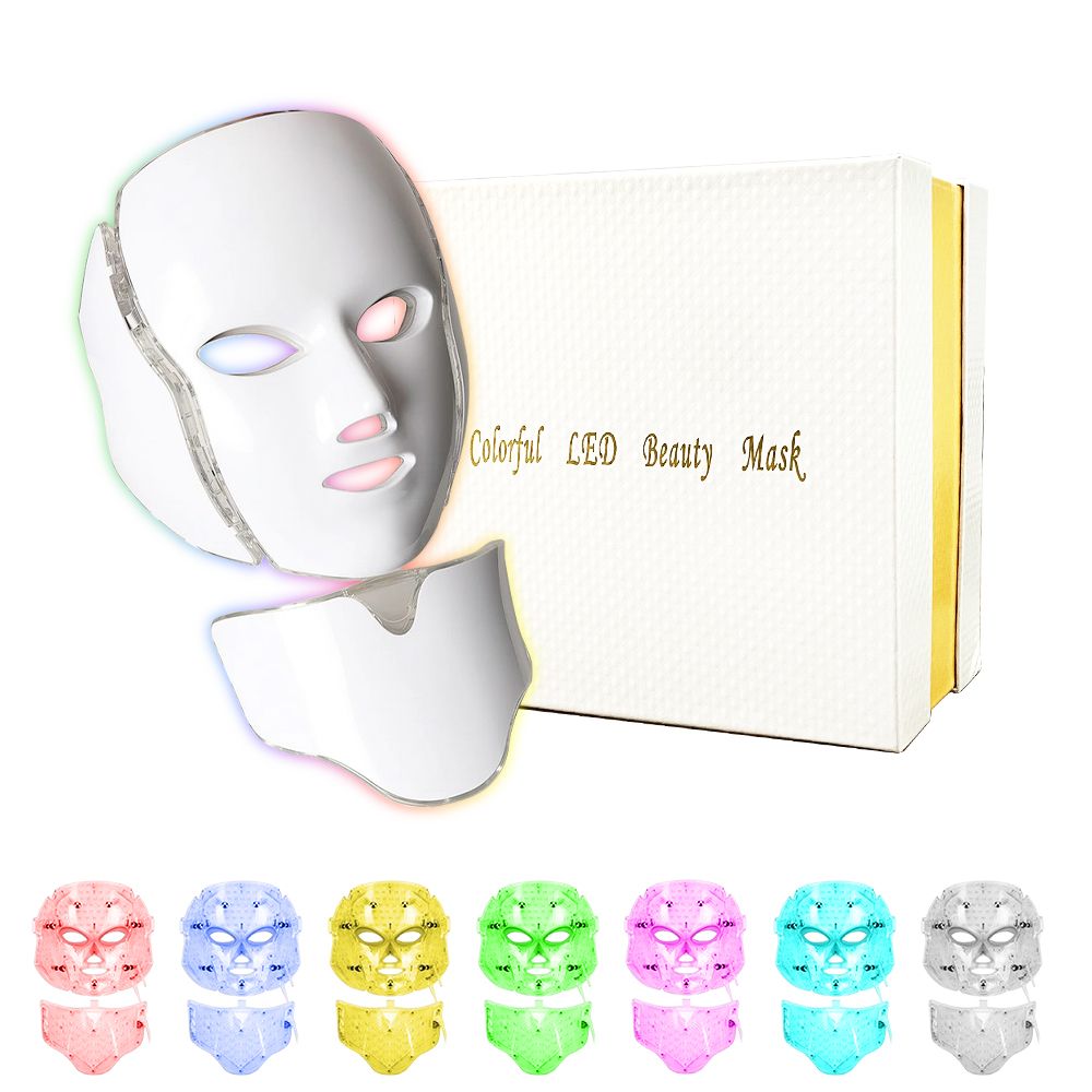 LED -ansikte och nackmask med låda