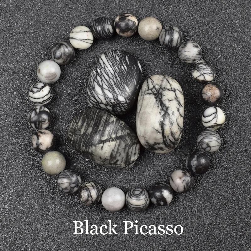 Perle da 8 mm 17 cm-6.7 pollici 18 picasso nero