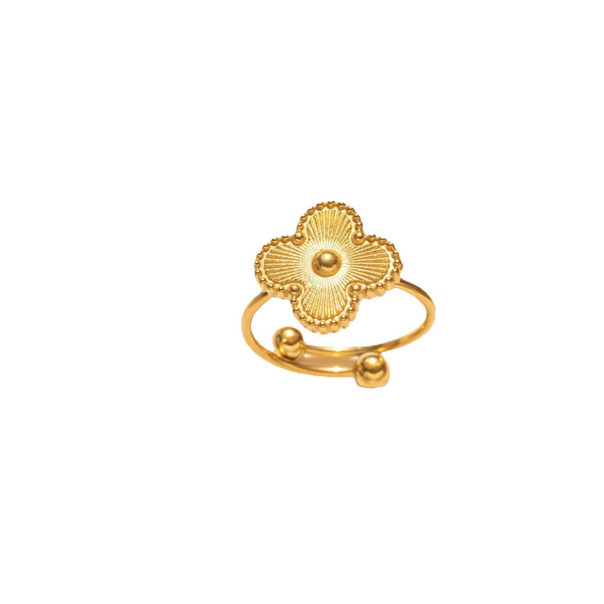 D009 Split Flower Four Leaf Gold