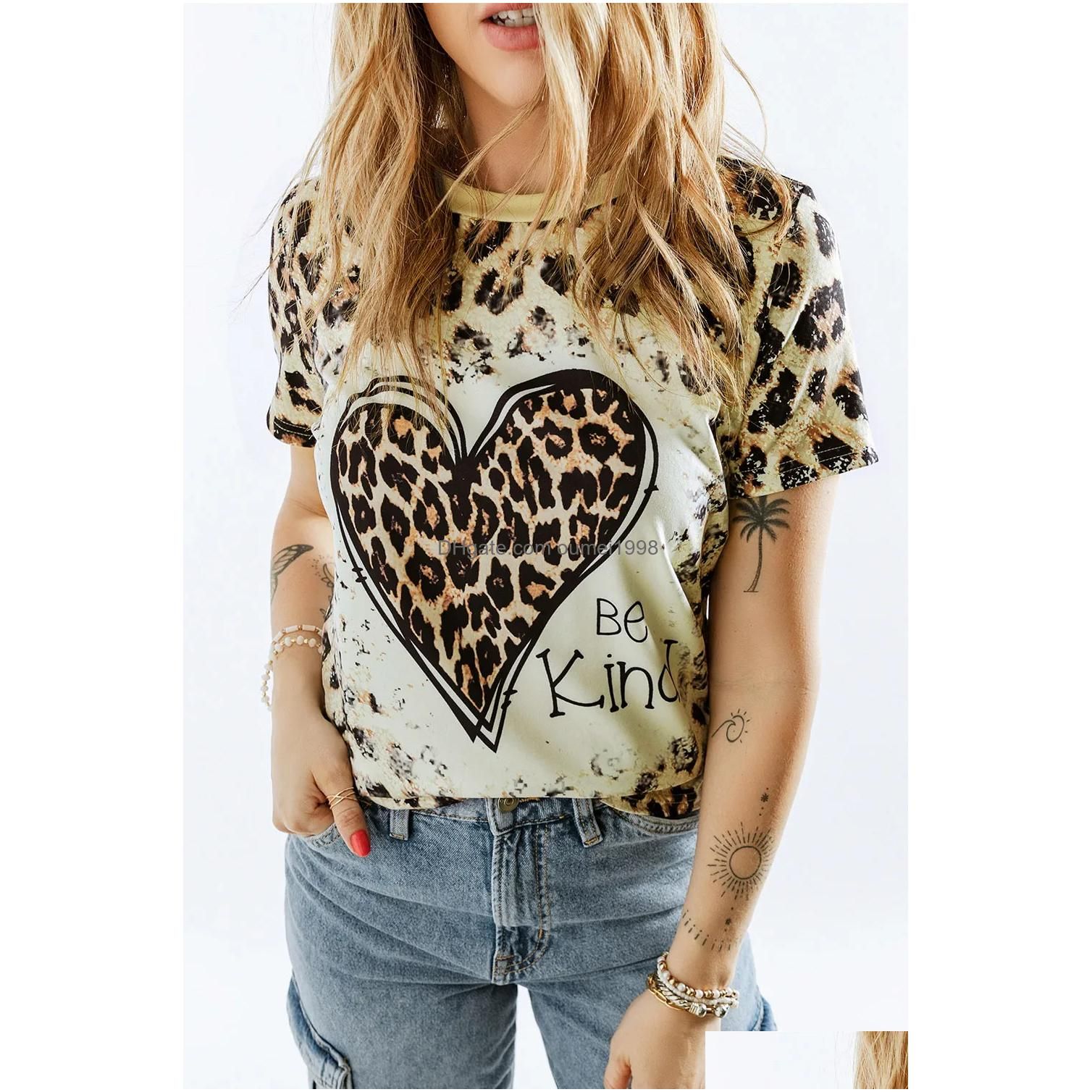 Leopard Be Kind Heart Graphic Print