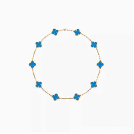 Goldene blaue Achat-Zehn-Blumen-Halskette