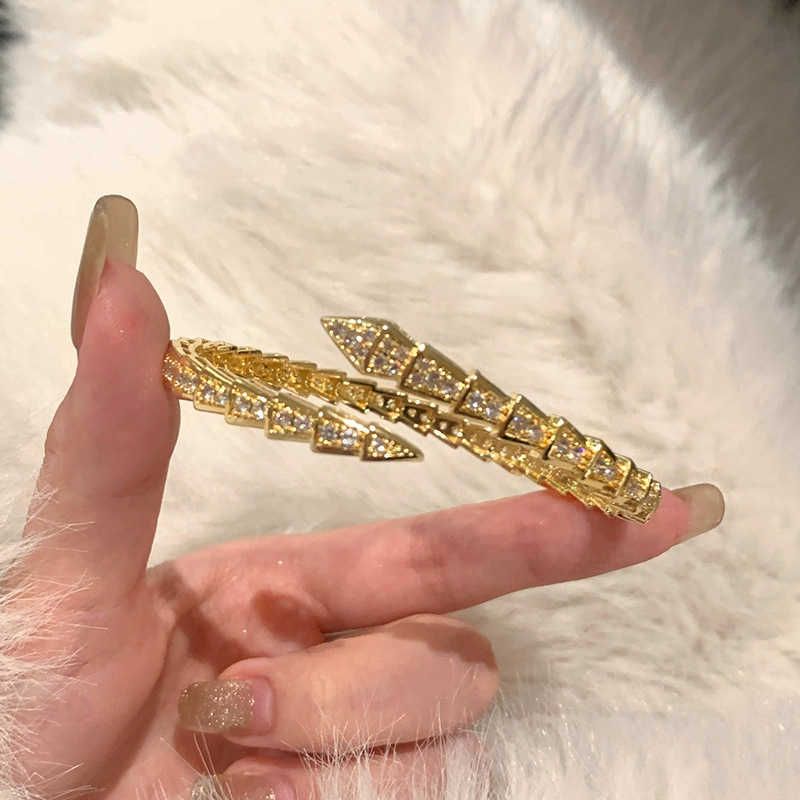 Golden Snake Shaped Full Diamond Brace