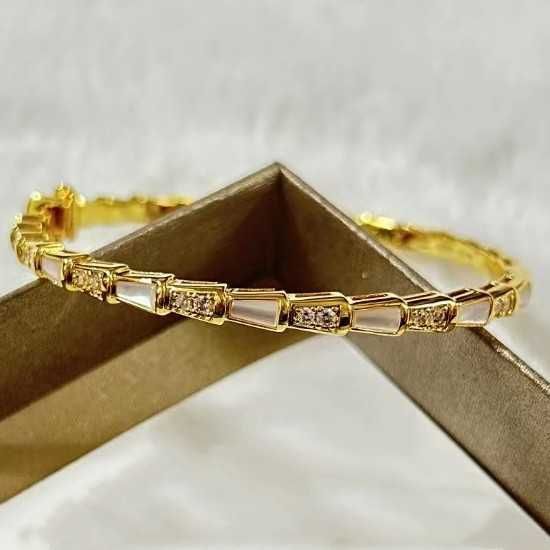 Golden weiße Schalen -Diamantschlangenklammer
