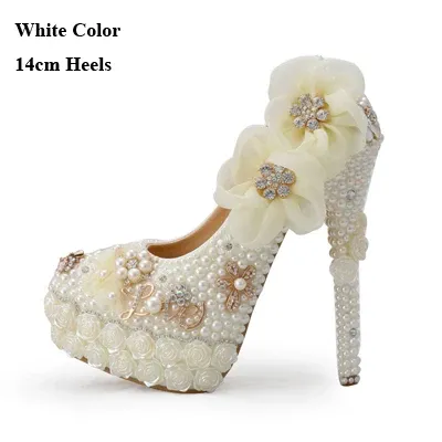 White 14cm Heels