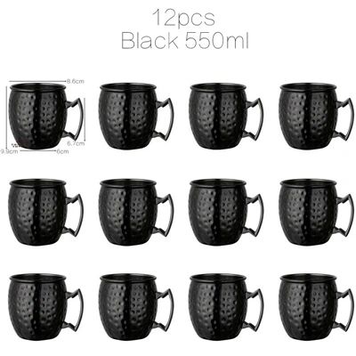 12pcs Black-550ml