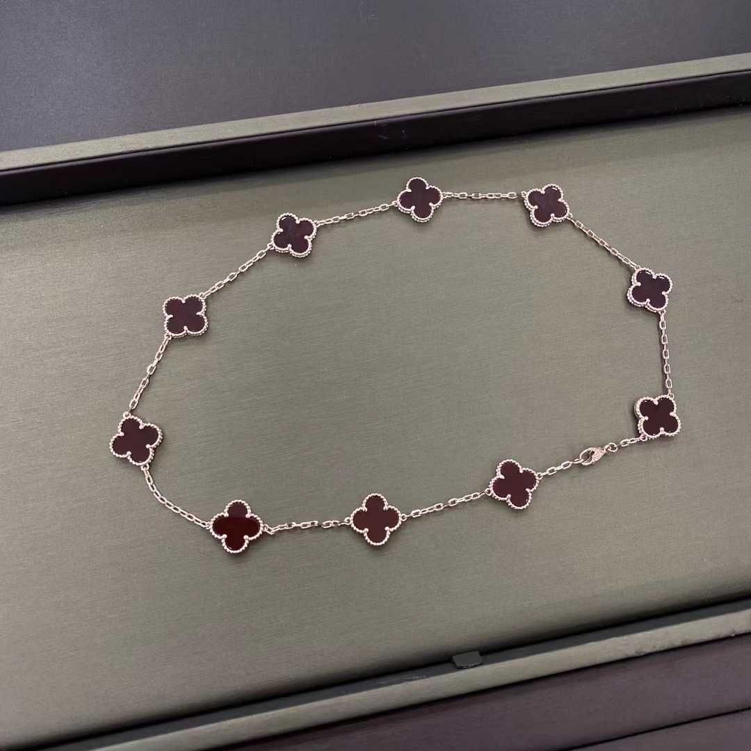 Zehn-Blumen-Halskette aus rotem Jademark (r