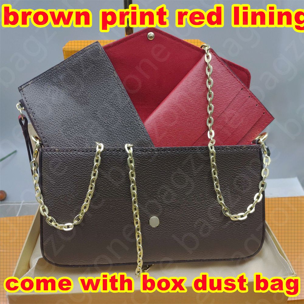 Brown print red lining