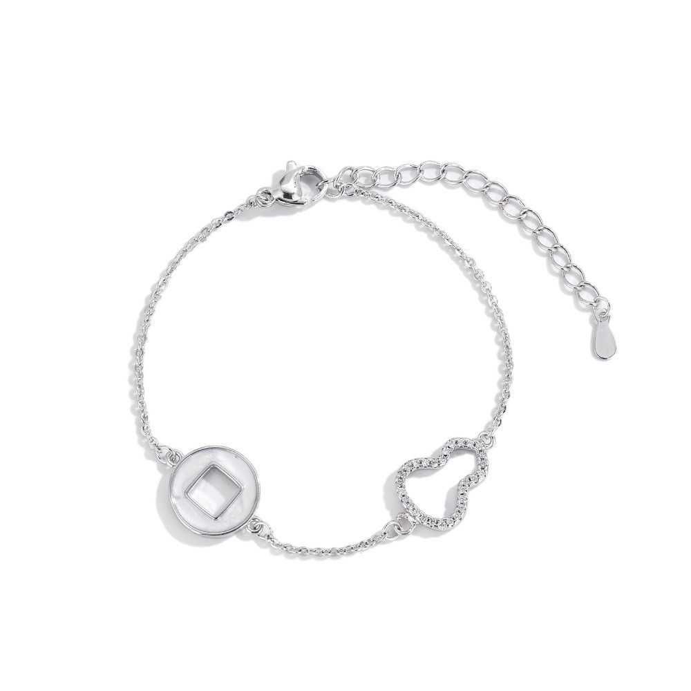 Pulseira de cabaça (concha branca+platina)