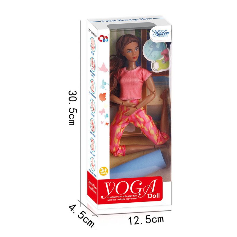 Rosa und gelbe Yoga -Kleidung Puppe