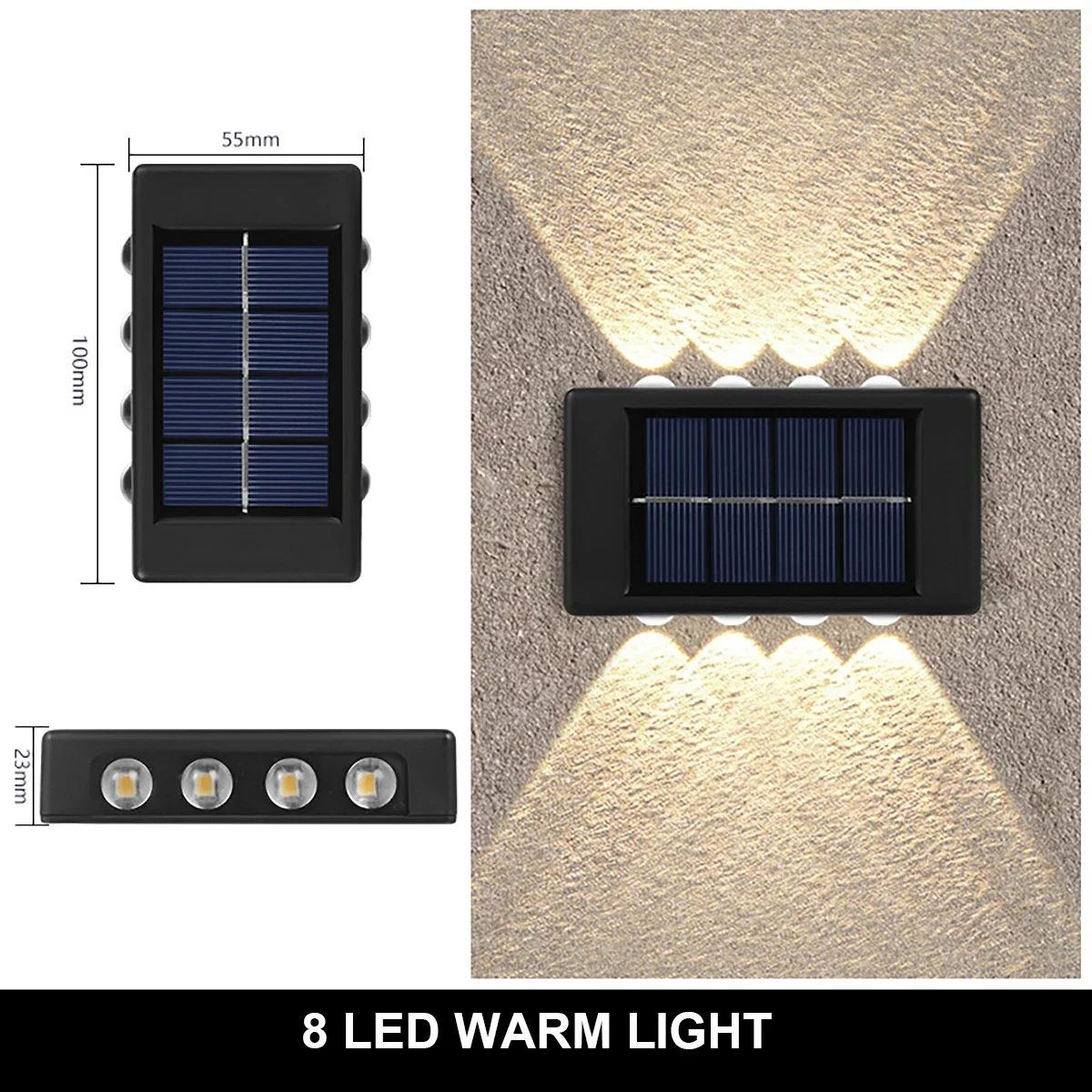 Emitting Color:8LED-WARMWattage:Solar